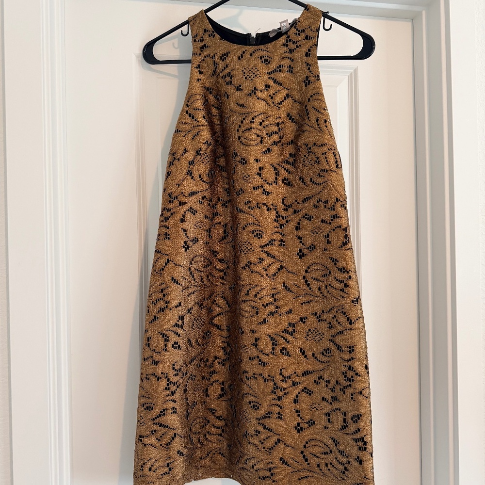Gold lace cocktail dress